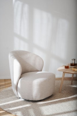 Roselawn fåtölj ljusbeige tyg snurr