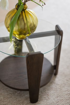Arran Soffbord Ø52 Brun Ek/Glas