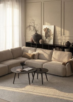 Norris Hörnsoffa 3+3-sits Anna #2 Ljusbeige 309x309x80 Cm
