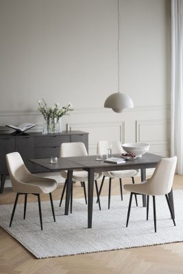 Sierra Stol Beige Bouclétyg/Svarta Metall Ben