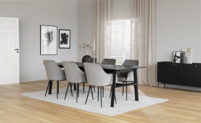 Halifax sideboard 160 svart ek/svart metall